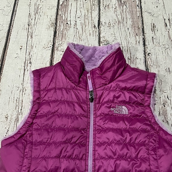 Girls the North Face Reversible Fleece Style Outwear Plush Zip Up Jacket Girls - Picture 4 of 13